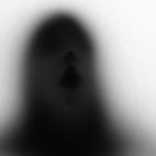 a girl  silhouette behind a  transparent  paper