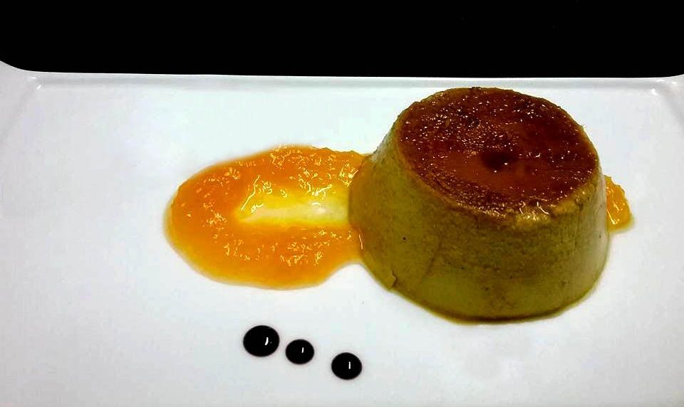 Flan de foie con mermelada de calabaza.