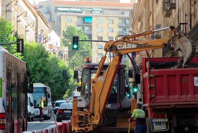 Obras en la Gran Vía, este verano.
