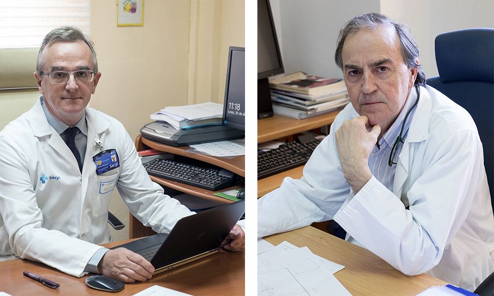 Jesús Formigo. ICAL. Marcelo F. Jiménez López, jefe de servicio de cirugía torácica y Marcos González, jefe de servicio de Hematología del Complejo Asistencial de Salamanca