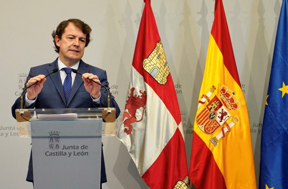 Mañueco, este domingo en la rueda de prensa tras la conferencia de presidentes autonómicos con pedro Sánchez. (ICAL)