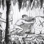 "Dentro de la cueva" (dibujo por E. Jiménez, febrero 2021)