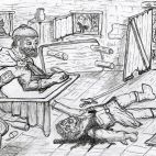 "El Mariscal y el espejo" (Dibujo de E. Jiménez, marzo, 2021)