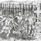 "La llevaron a San Pelayo". (Dibujo de E. Jiménez, abril 2021)