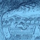 "Bajo la luna y el sicomoro" (Dibujo de E. Jiménez, junio 2021)