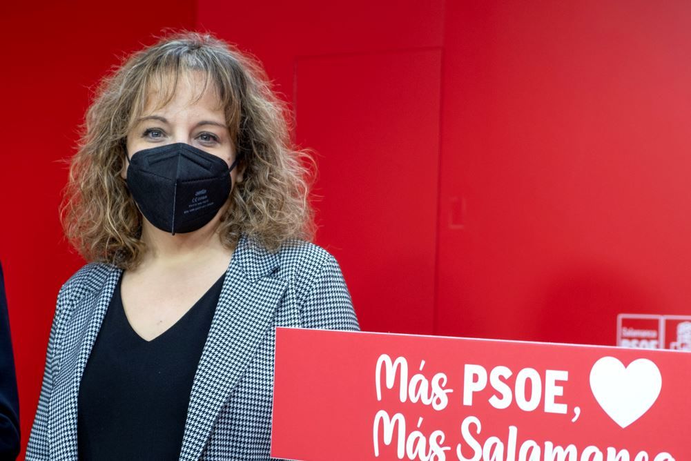 La eurodiputada socialista, Iratxe García, este viernes en Salamanca. (Ical / Arranz)