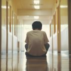 Un niño sentado en el pasillo de un colegio. Imagen de kp yamu Jayanath en Pixabay