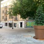 Uno de los macetones del cruce de Bientocadas y calle Arco. 