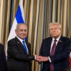 Trump y Netanyahu, tras presentar el plan de paz para levantar un resort en Gaza, en septiembre de 2025.