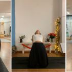 Marta Corrionero, maestra de Ganesha Salamanca, realizando la postura del camello.