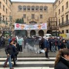 Protesta de los apicultores salmantinos en la plaza de la Constitución. 