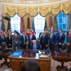 El presidente Trump en una comparecencia. Fotografía. Casa Blanca.
