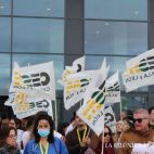 Protesta de médicos ante el hospital de Salamanca, en la huelga convocada por Cesm por el estatuto propio, Protesta de médicos ante el hospital de Salamanca, en la huelga convocada por Cesm por el estatuto propio,