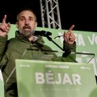 Santiago Abascal, este lunes en Béjar. (Ical/Arranz)