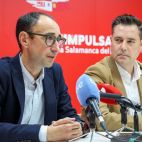 El secretario de Organización del PSCyL, Daniel de la Rosa, y el secretario provincial de los socialistas, David Serrada, este jueves.