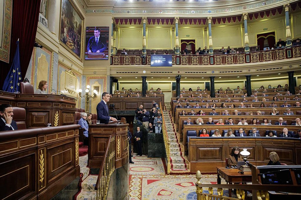 El presidente Pedro Sánchez comparece en el Congreso de los Diputados.