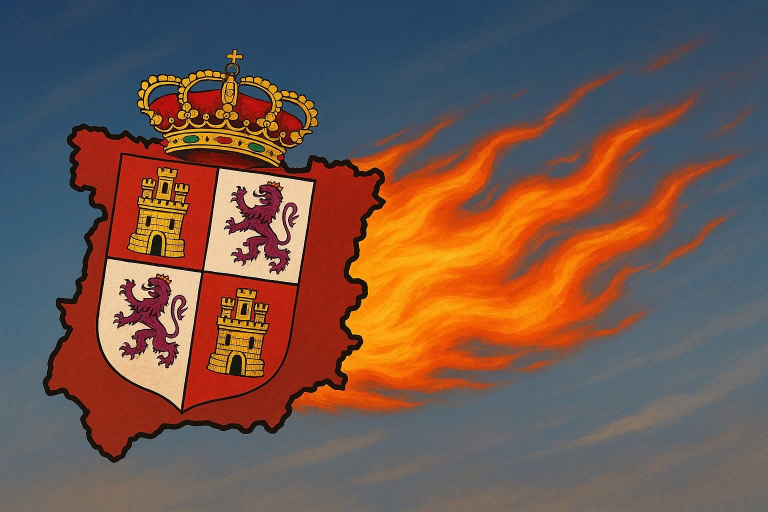 Castilla y León ardiendo. Imagen generada por IA. 