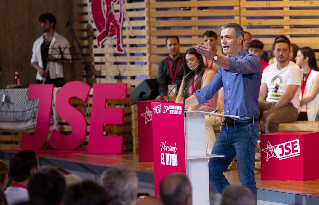 Pedro Sánchez, este domingo en el congreso de las juventudes socialistas. Pedro Sánchez, este domingo en el congreso de las juventudes socialistas.