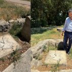 Ángel Peralvo, alcalde de Villamayor, acude al lugar donde fue robada la escultura. 