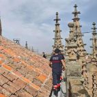 Los bomberos, en la Catedral, este martes.