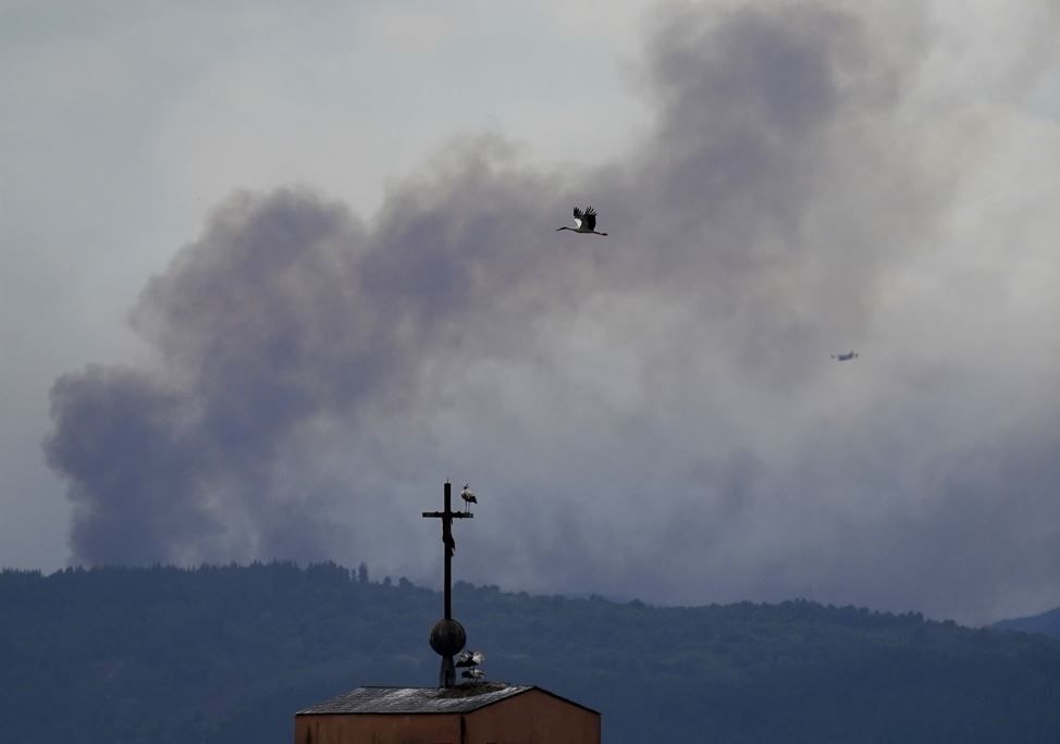 El incendio en Trabadelo (León). Foto: Ical