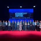 Premiados, autoridades y empresarios, en la cena de entrega de los premios CEOE Cepyme Salamanca.