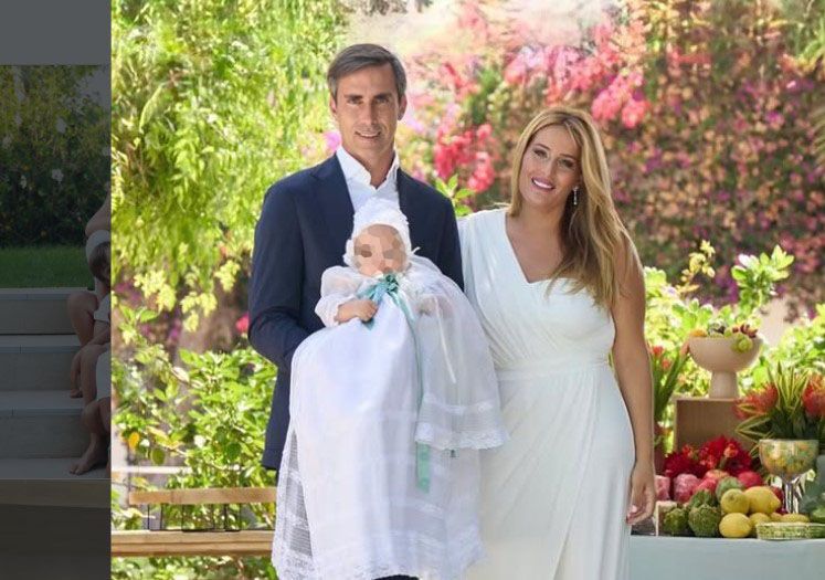 Fernando Martín, fallecido en el naufragio, y Andrea Ortuño, en el bautizo de uno de sus hijos. Instagram. 