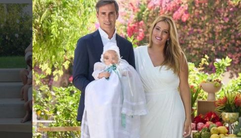 Fernando Martín, fallecido en el naufragio, y Andrea Ortuño, en el bautizo de uno de sus hijos. Instagram. 