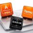 Los logos de Aliexpress, Shein y Temu. (Imagen generada con IA)