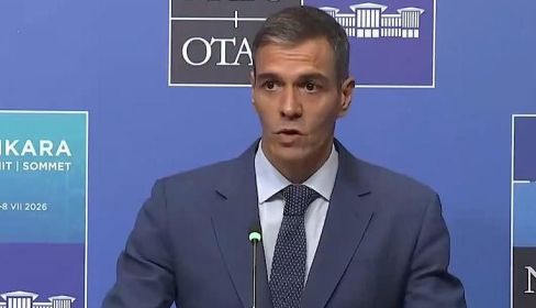 Pedro Sánchez, este miércoles, en la asamblea de la OTAN