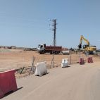 Obras de urbanización de la Plataforma Logística, el polígono que se levanta en Peña Alta, junto Cetramesa.