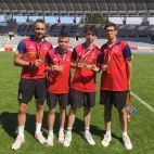 Alberto Mateos, Omar Sánchez, Ismael Collantes y Santiago Martínez, con sus medallas