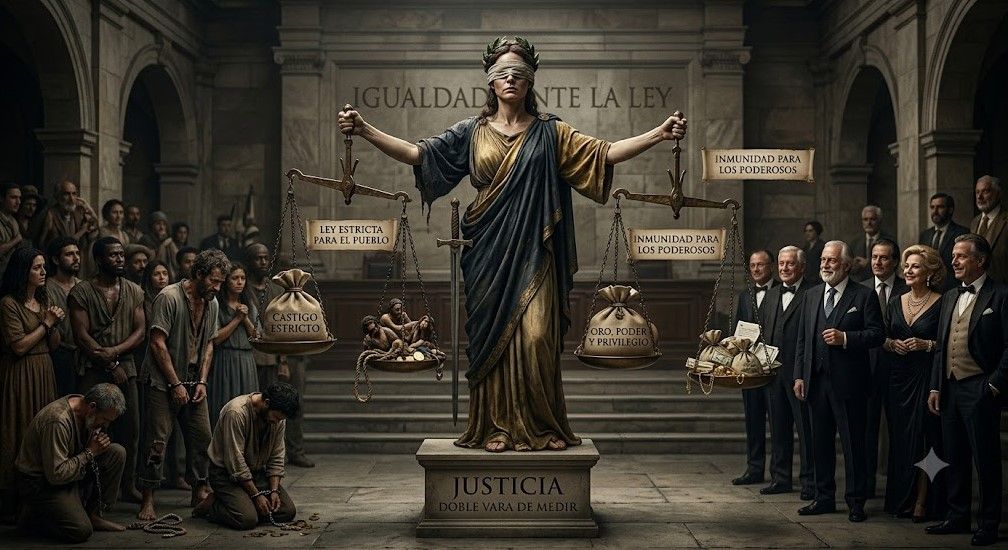 La doble vara de medir de la justicia (Imagen generada por IA)
