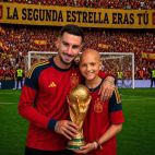 Alex Baena y María Caamaño, la princesa futbolera guerra. Imagen. IA. 
