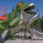 La rana metálica del parque de Würzburg. (Pablo de la Peña)