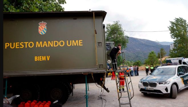 Puesto de mando de la UME en los incendios. 