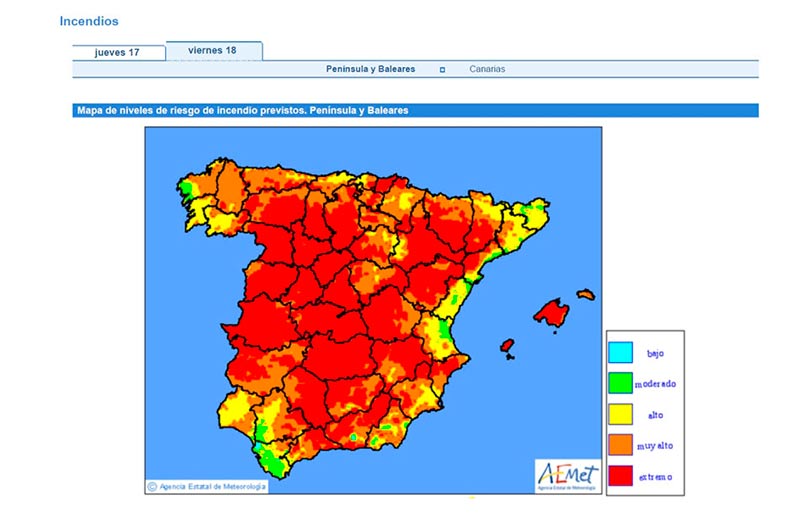 riesgo incendios viernes