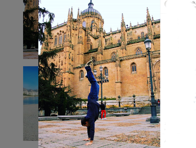 El reto viral #handstanderstoroughtheworld de hacer el pino en lugares con historia llega a Salamanca.