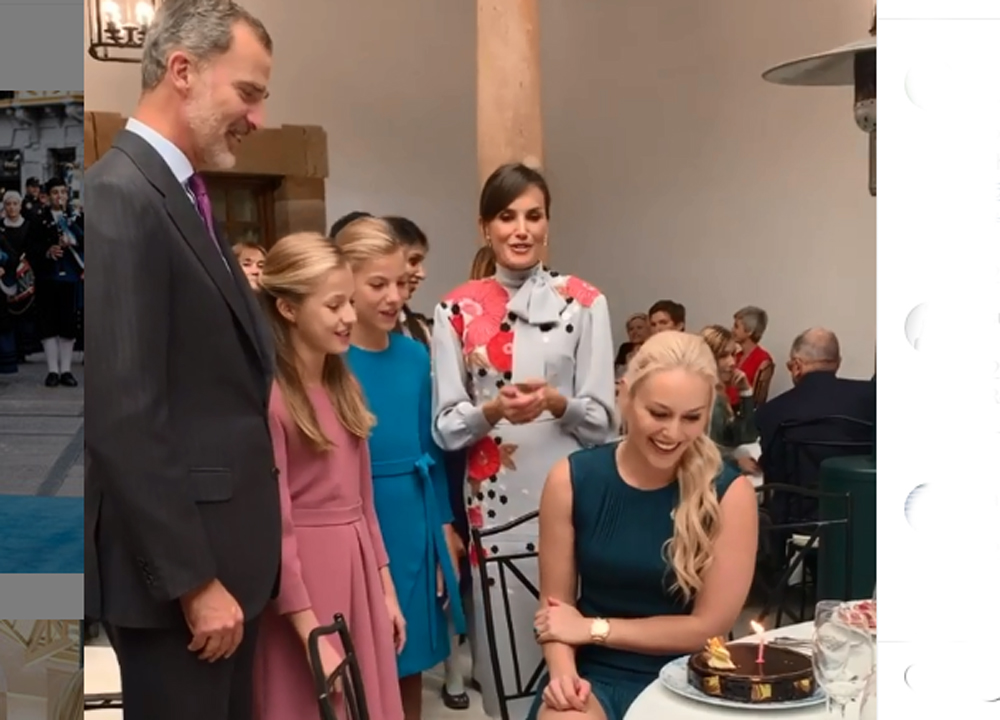 La Familia Real felicita a Linsey Vonn. Foto. Instagram.