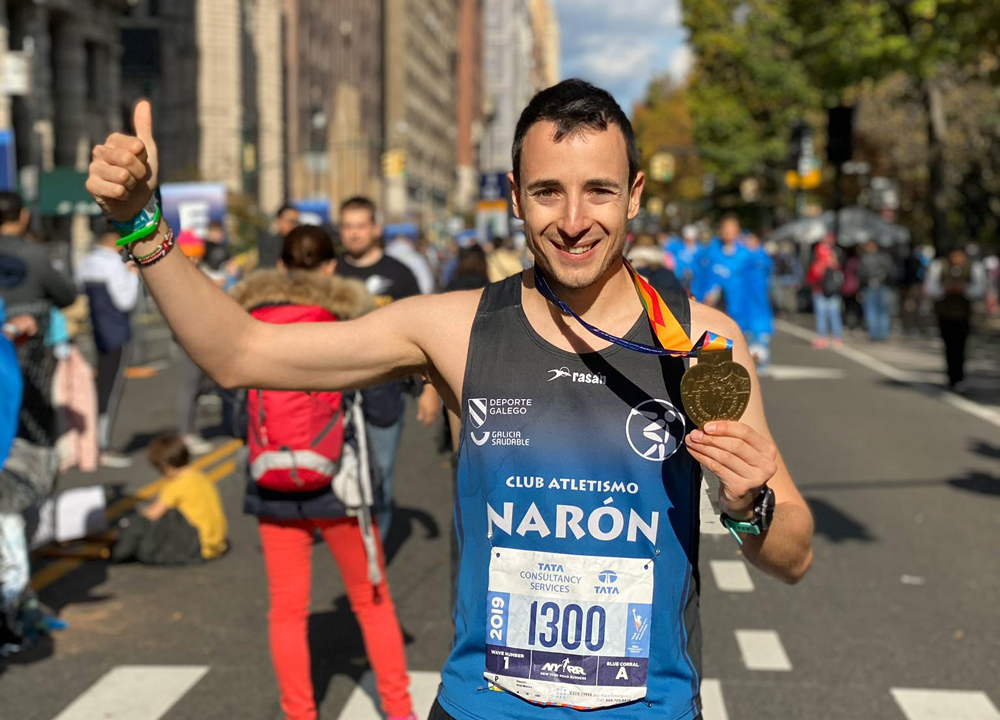 Alejandro Diego Montero, el salmantino que completó el Maratón de Nueva York y cruzó la meta en el puesto 132.