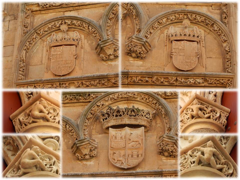 Castilla y León (centro) y escudos de los RRCC con el águila de S. Juan, entre 1469 y 1492