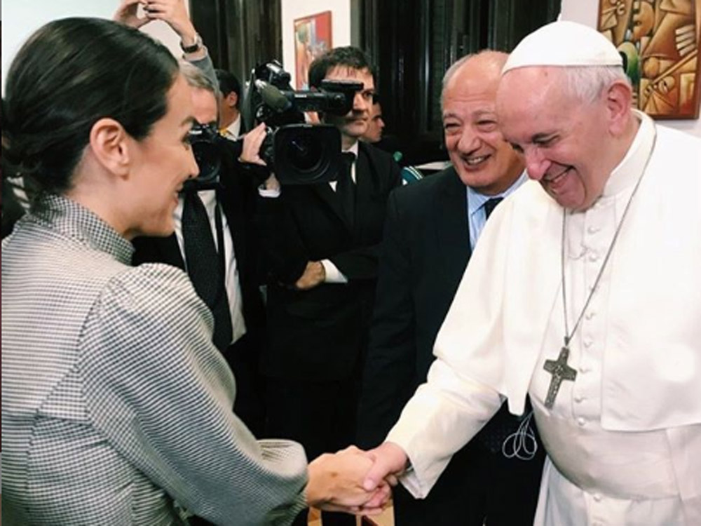 Tamara Falcó y el Papa Francisco. Foto. Intagram.