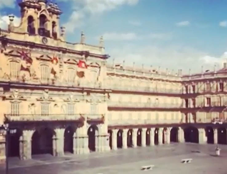 Imagen de una Plaza Mayor vacía. Foto. Salamanca Sibarita Instagram.