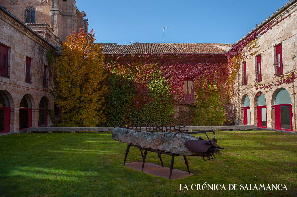 Las tonalidades del otoño en uno de los patios del Colegio Fonseca, en Salamanca.