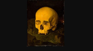 El cráneo de Goya pintado por Dionisio Fierros.
