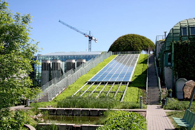 placa solar techo-verde.