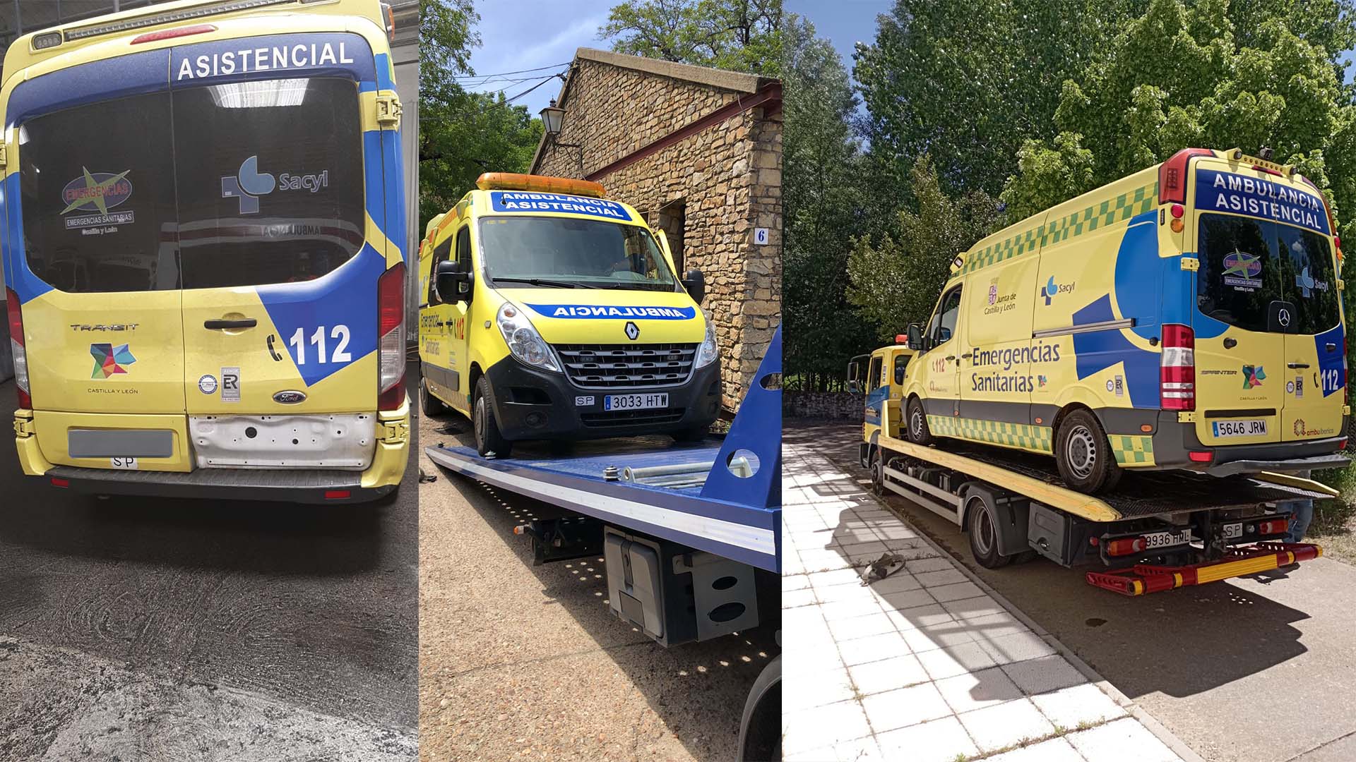 Tres ambulancias averiadas en pocos días en Salamanca. Fotografías. @SP_TES_CYL.